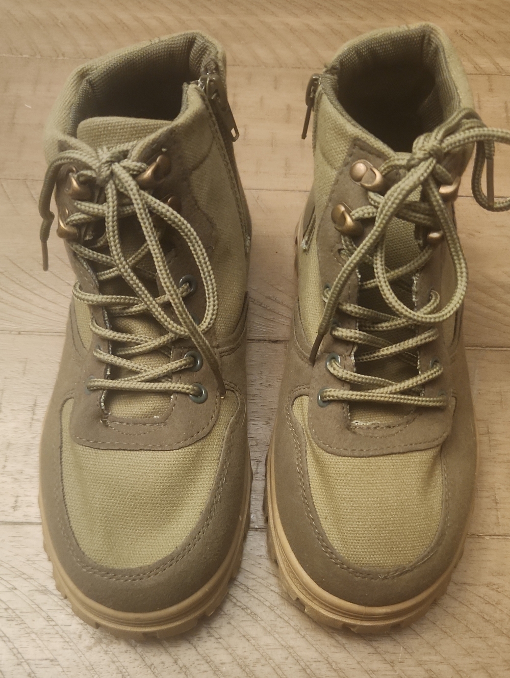 FABKIDS Olive Green Lace-Up Ankle Boots